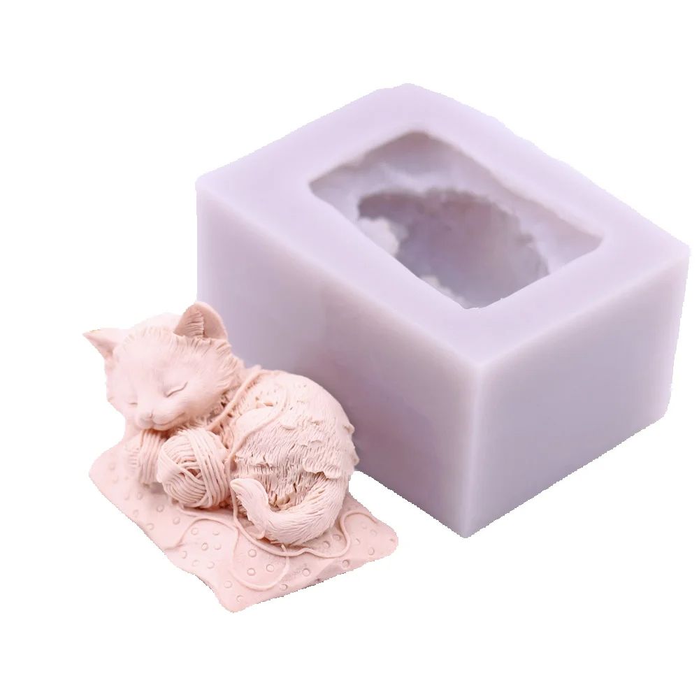 Candle Making Yarn - Moule en silicone 3D Chat jouant