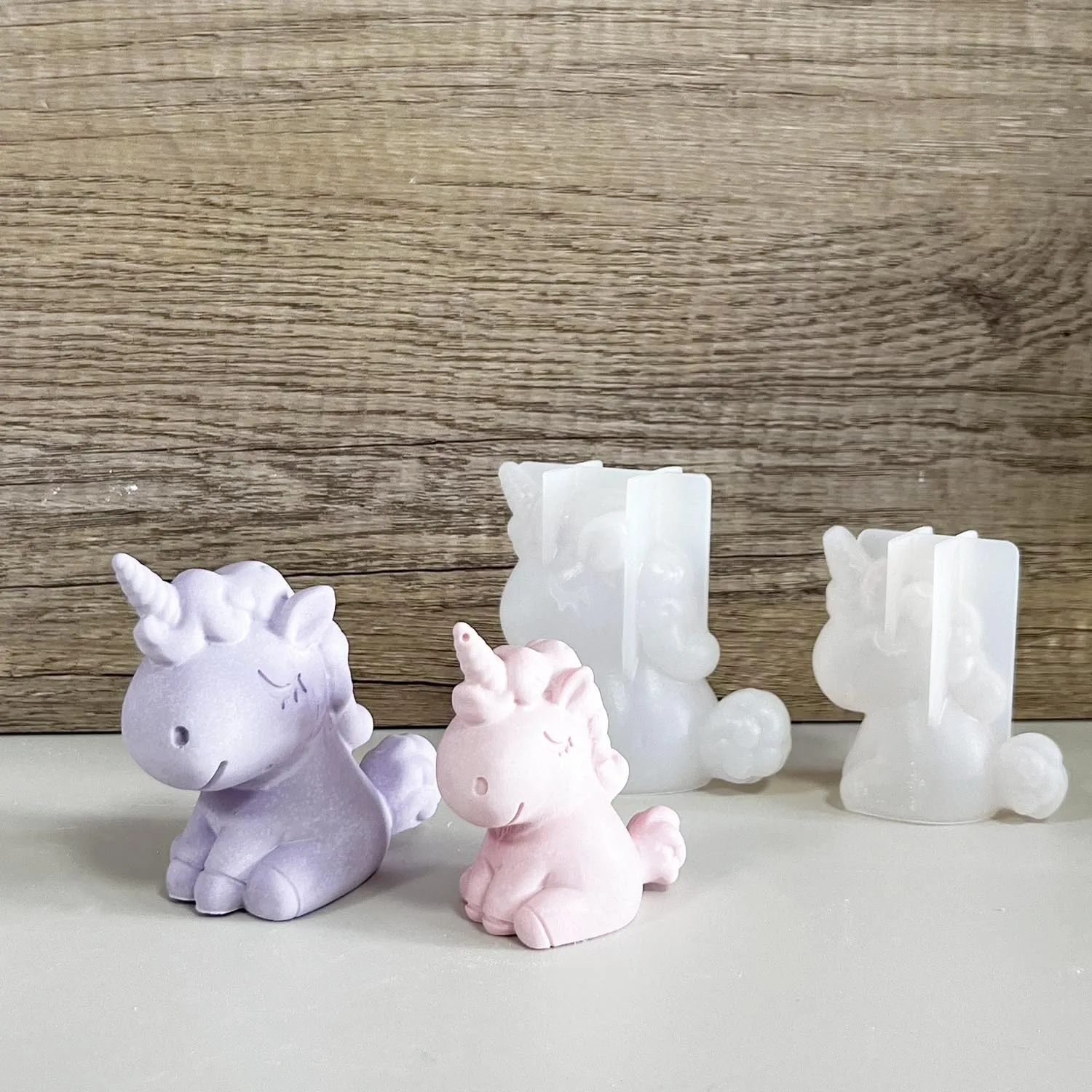 Candle Making Supplies - Moule géométrique 3D en Silicone, licorne,